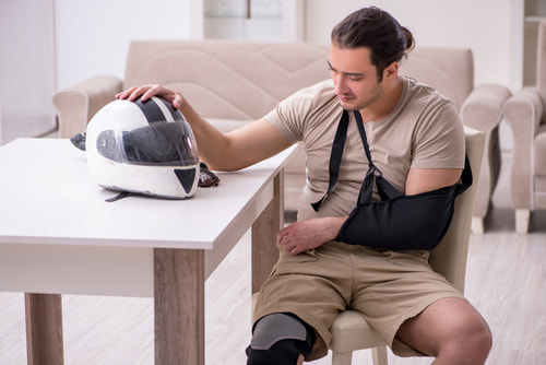 motorcycle accident injuries, injured motorcycle rider recovering
